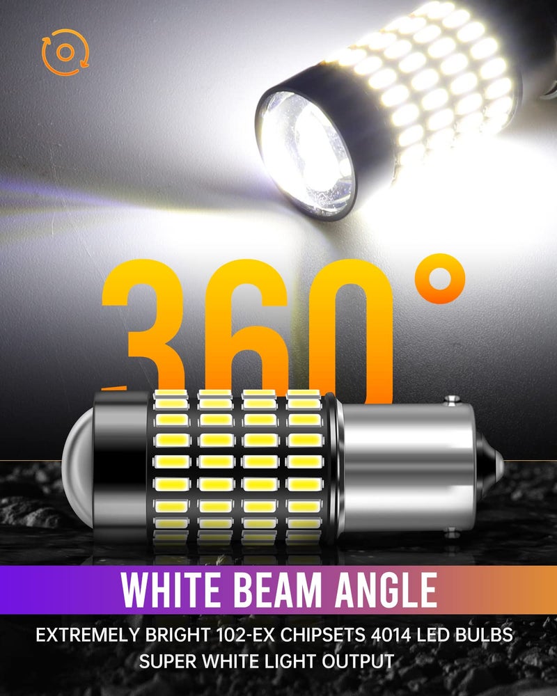 LUYED 1156 1141 LED Bulb 3400 Lumens Extremely Bright 1003 7506 BA15S P21W LED Light Bulbs for Backup Reverse Tail Turn Signal Lights,Xenon White,Pack of 2 - Image 4